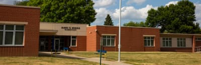 Morris Elementary School entrance in Des Moines