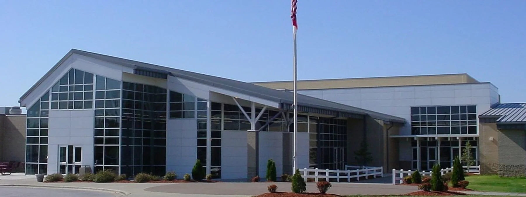 Front exterior of the Nash Central High School building.