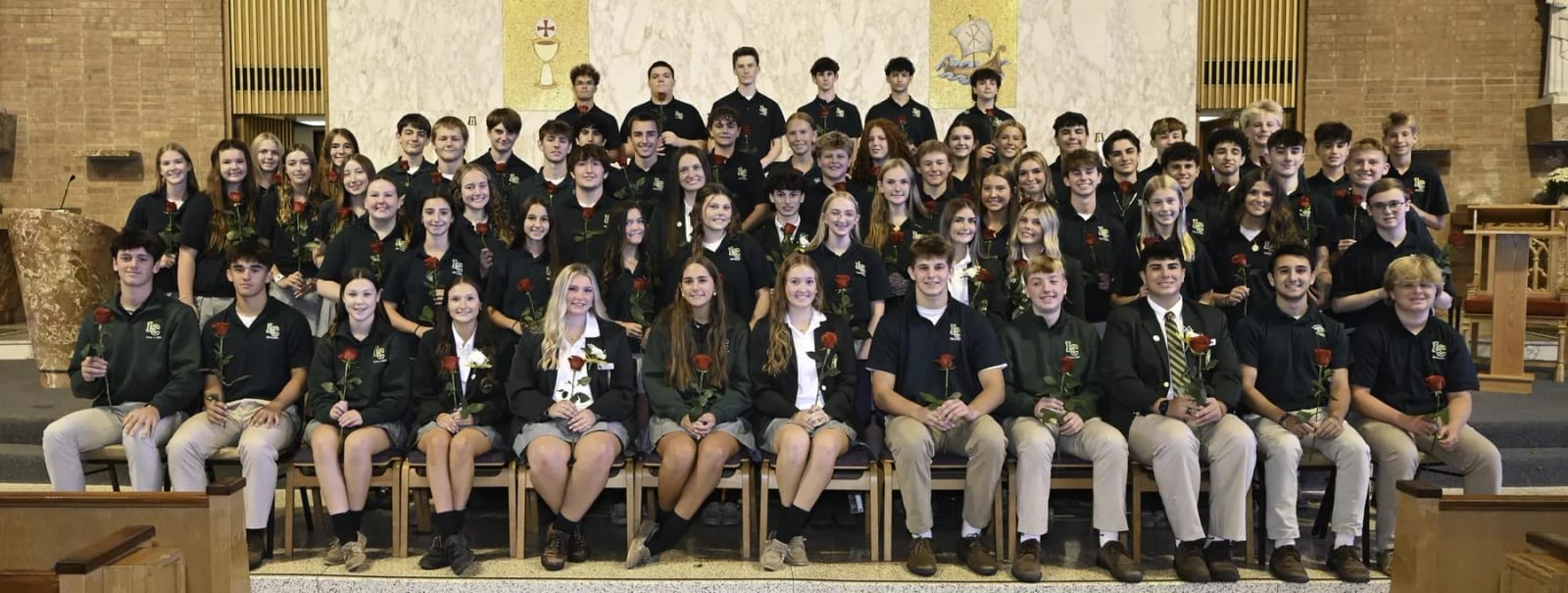 Lansdale Catholic High School students and faculty gather for a group photograph.