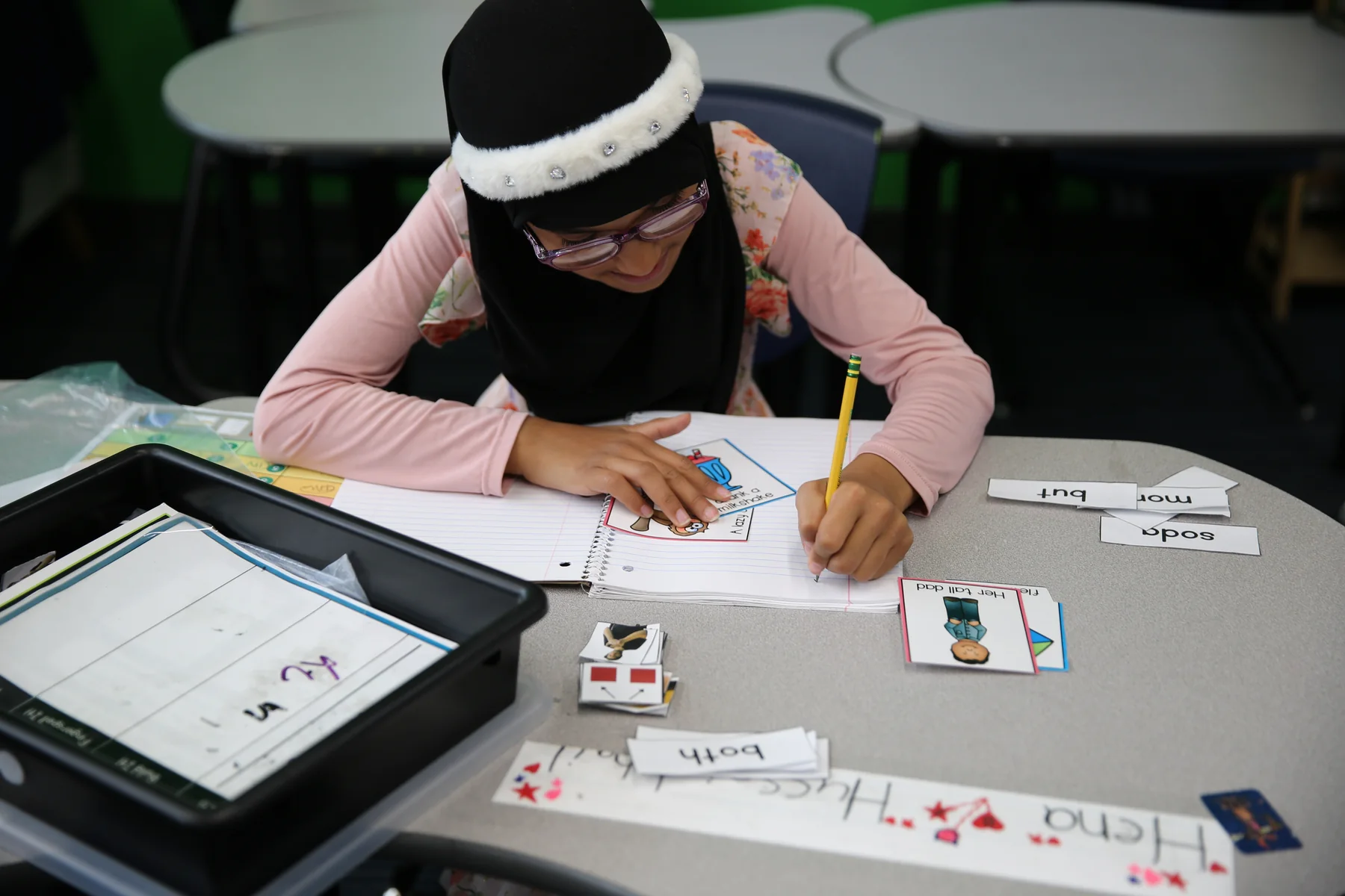 Rocky Mountain Deaf School student completing a classroom activity