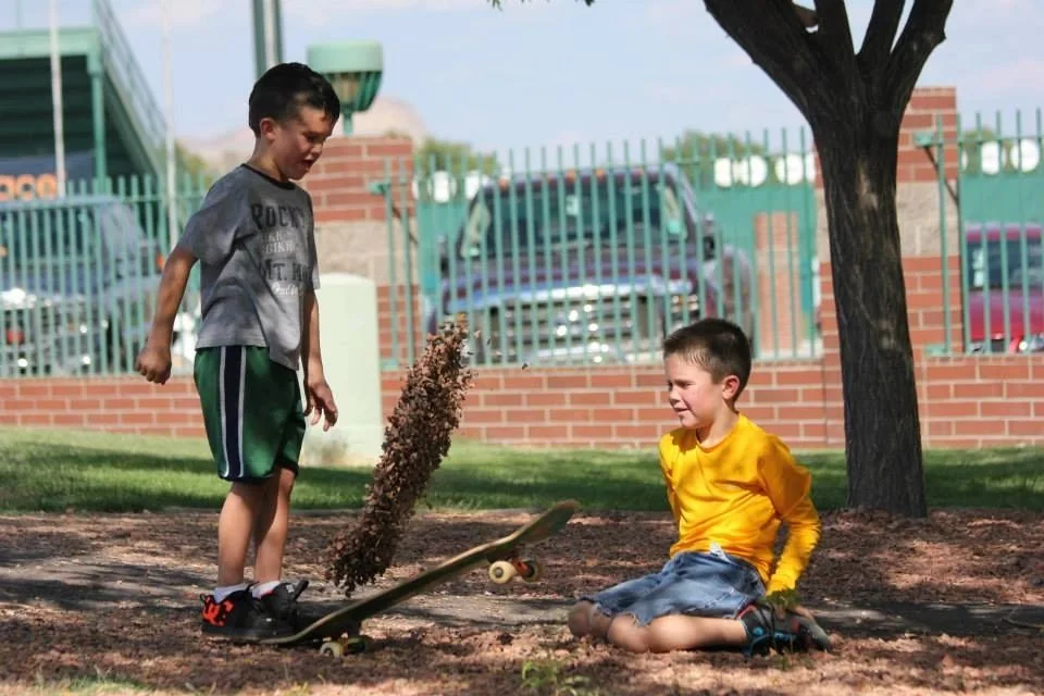 Children taking part in an outdoor play activity
