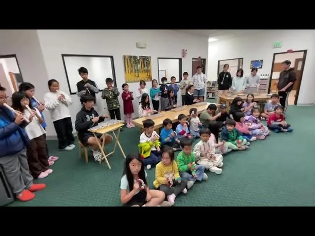 Happy Childhood Education Center students gathered for a school performance