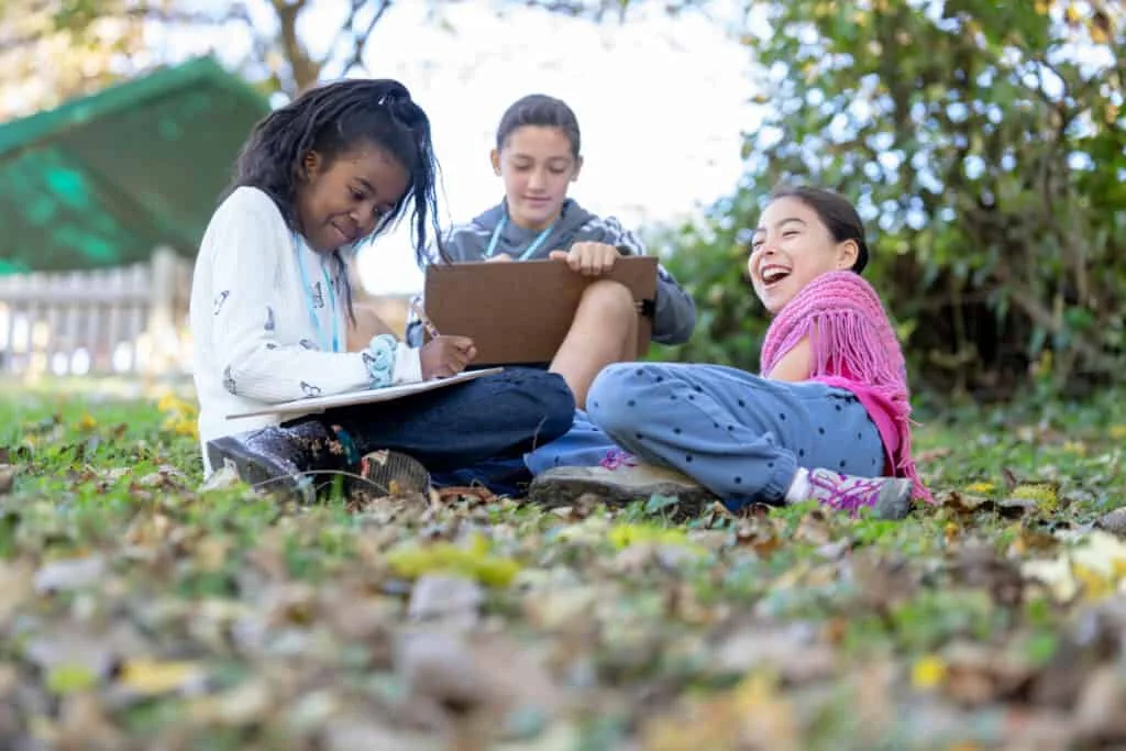 Washington Waldorf School in Bethesda: Washington Waldorf School students learning outdoors.
