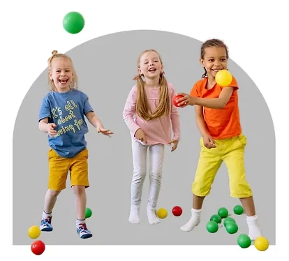 Children jumping together during an active play session