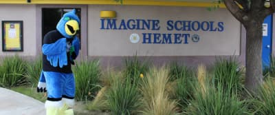 Imagine Schools Hemet campus entrance with school mascot
