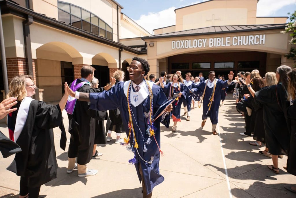 Graduates celebrating together at Southwest Christian School - Lakeside Campus (7-12)