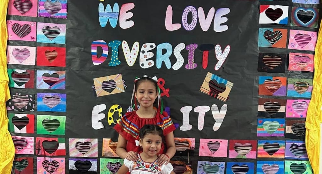 Nova Charter School students display a classroom diversity art project