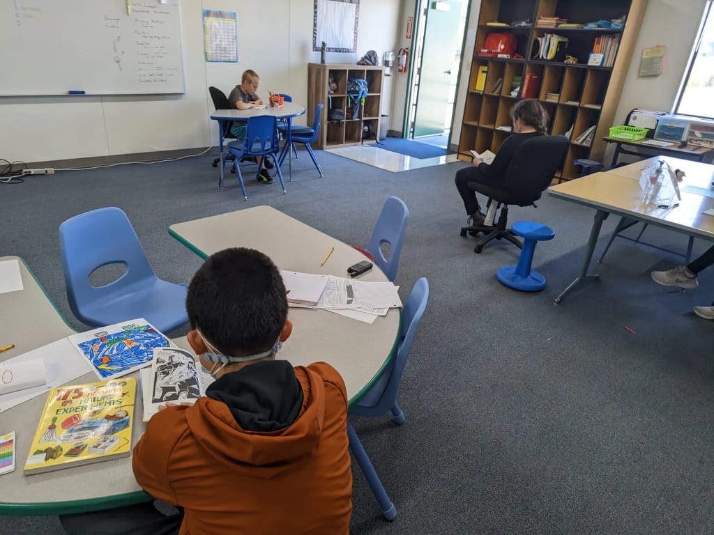 Kinship Academy students working in a classroom