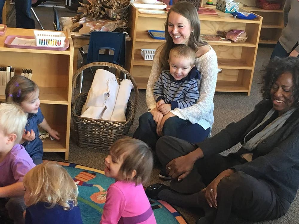 Parker Montessori children and teachers gathered for story time
