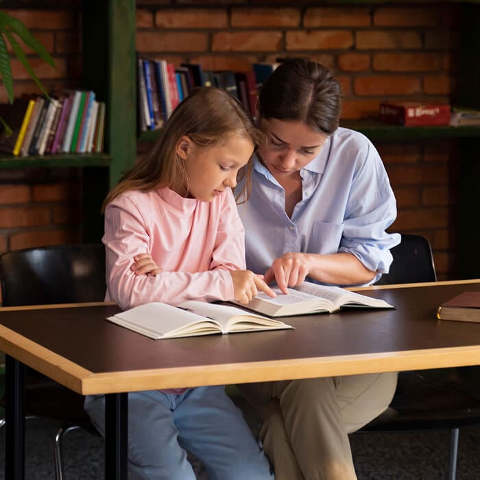 Therapist reading with a child