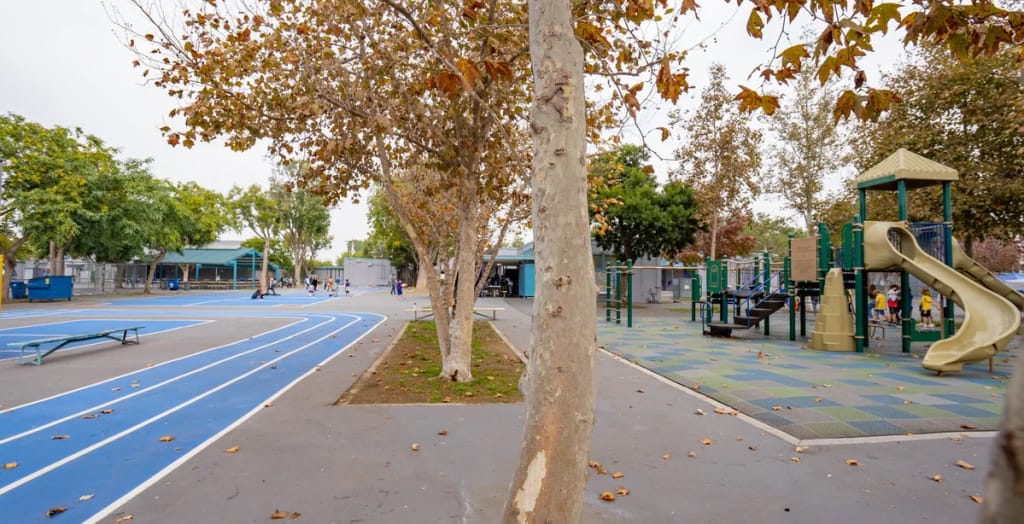 The outdoor campus at Open Magnet Charter School in Los Angeles