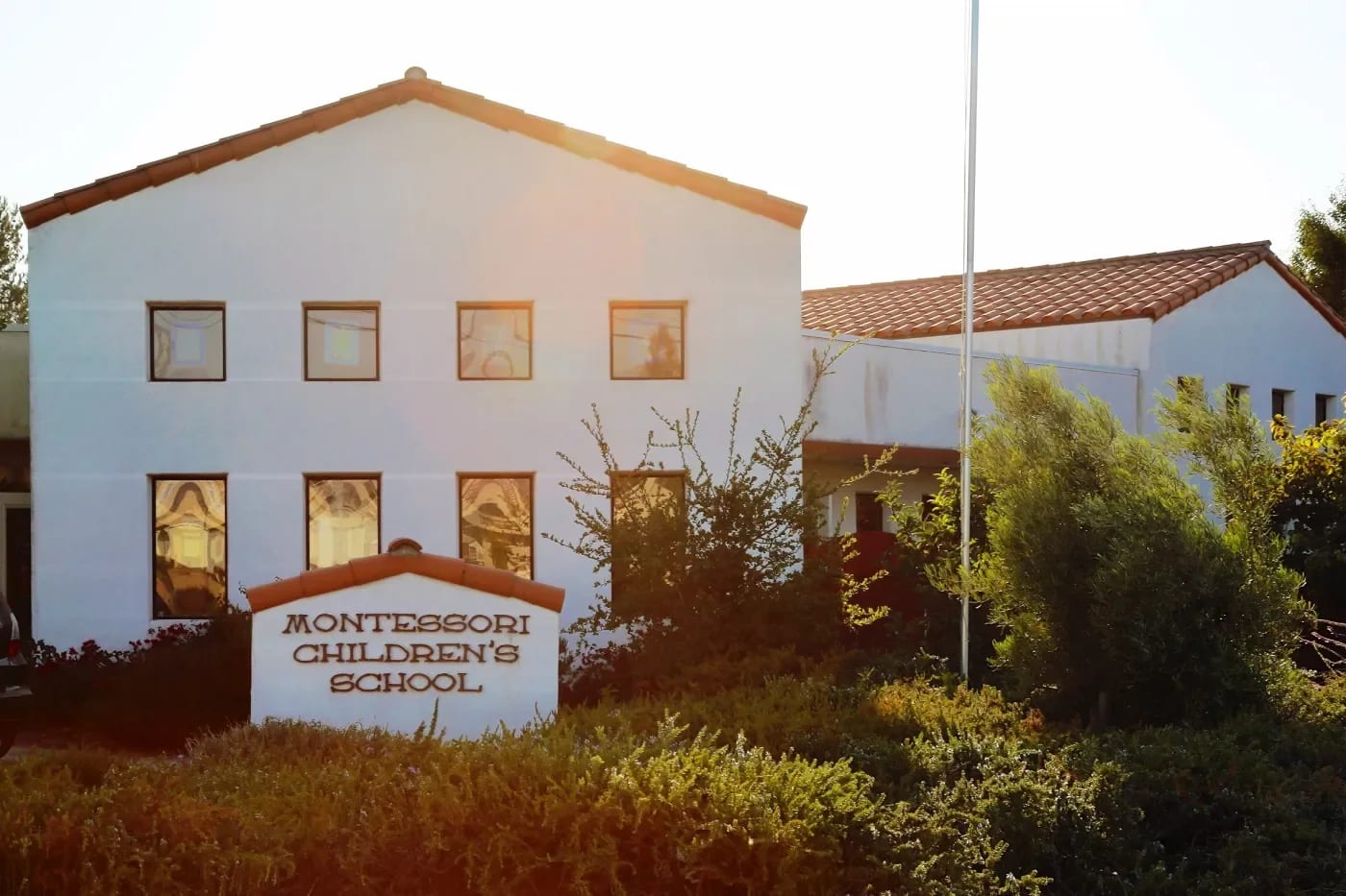 Montessori Children's School building and front entrance.