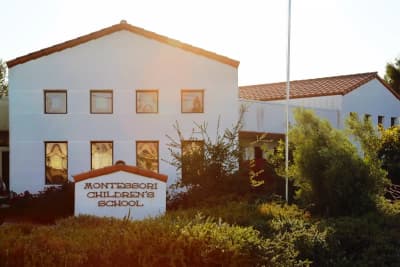 Montessori Children's School building and front entrance.