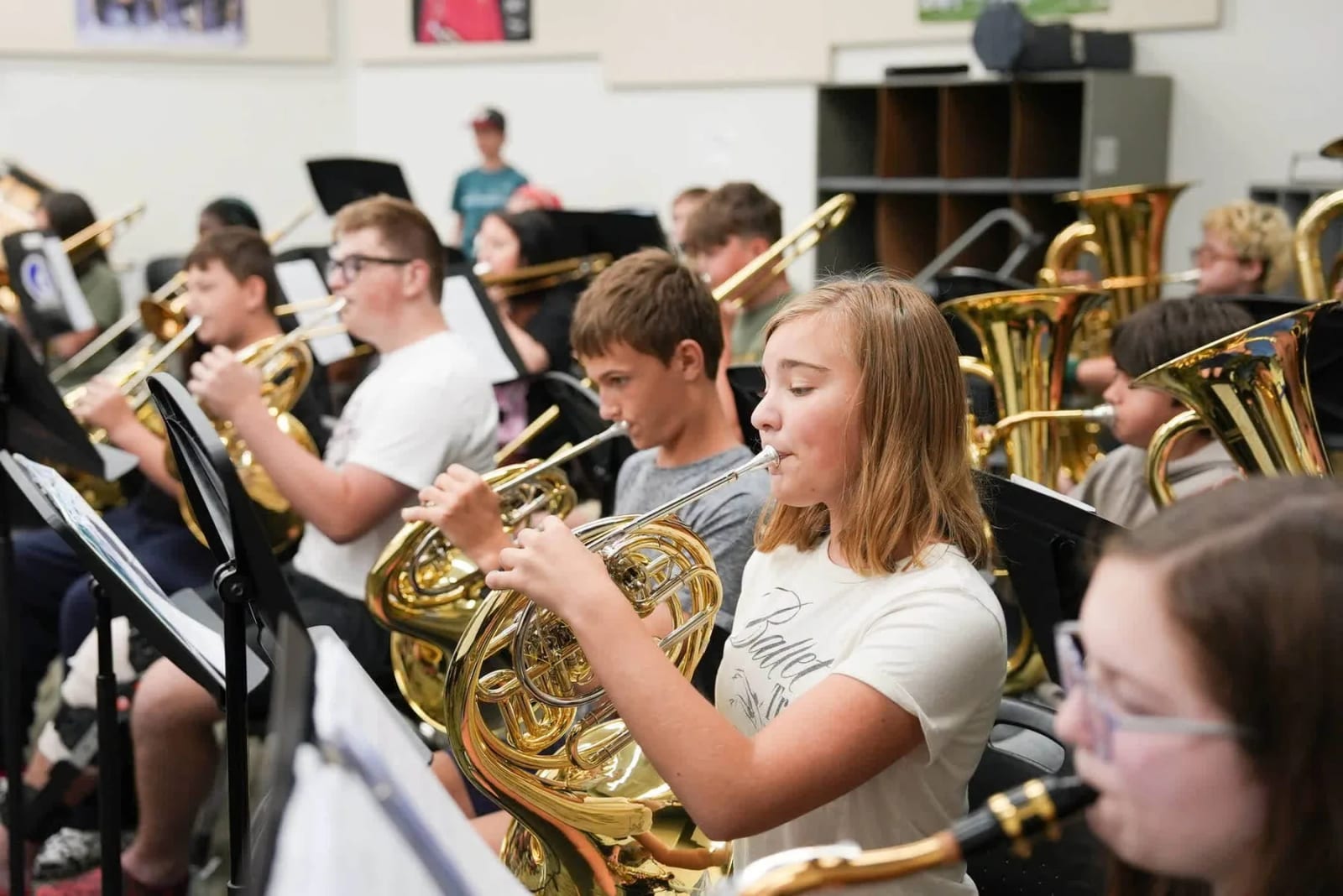 Students performing in a Papillion Middle School band class.
