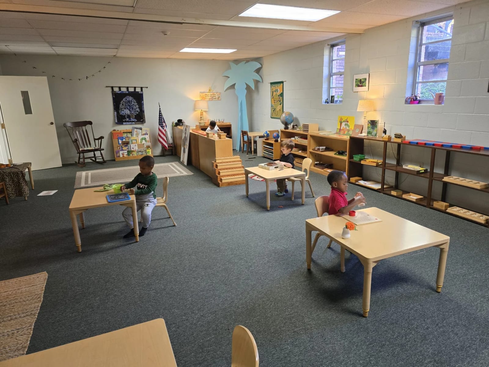 Jubilee Academy Christian Montessori students working in a Columbia classroom.