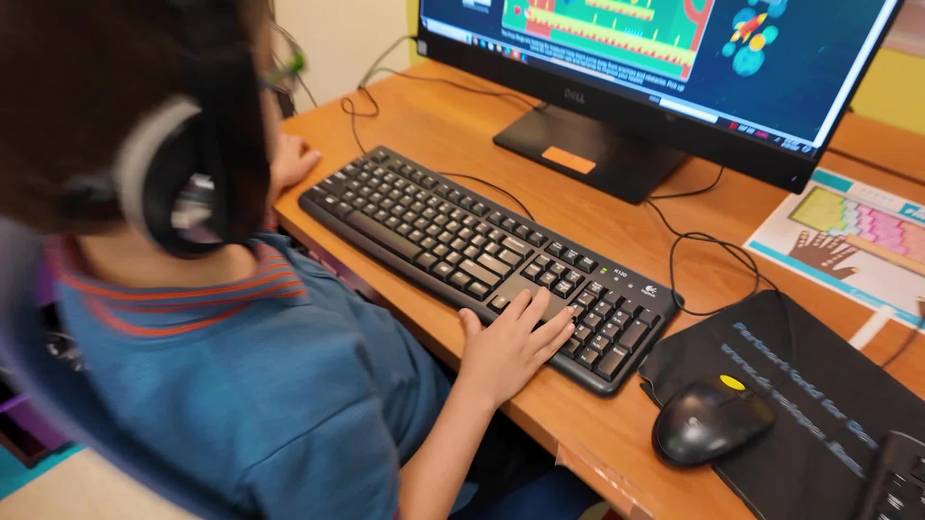 Harmony School of Endeavor student working at a computer during class in Austin.