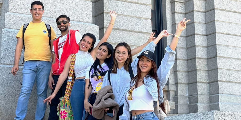 Group of Colorado School of English students outdoors