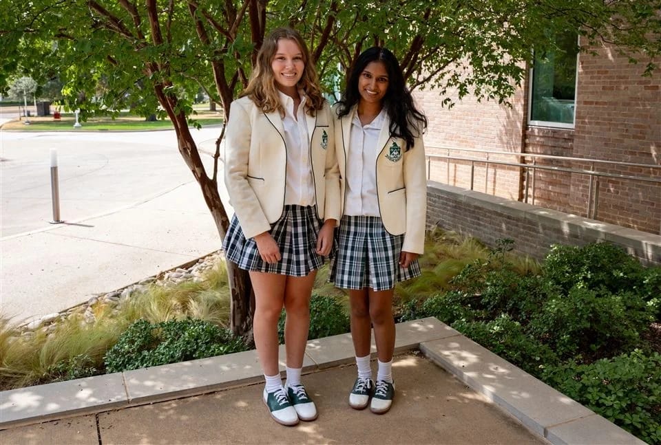 Hockaday School students stand together on the Dallas campus