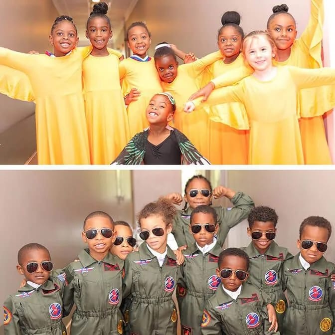 Students performing together in school costumes at Benjamin Preparatory School