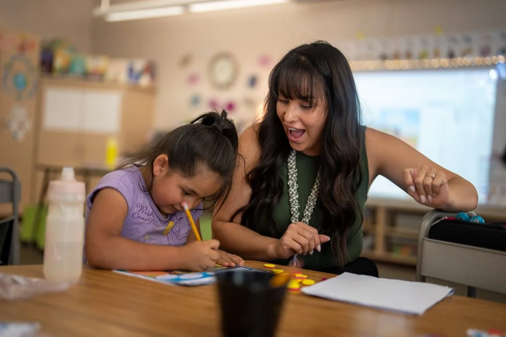 Blue Mountain Elementary School teacher working with a student
