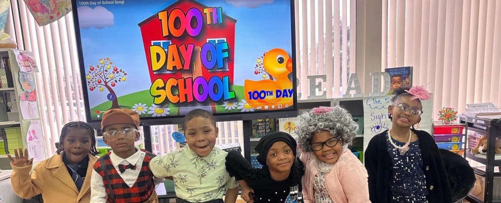 Pace Academy elementary students celebrating the 100th day of school