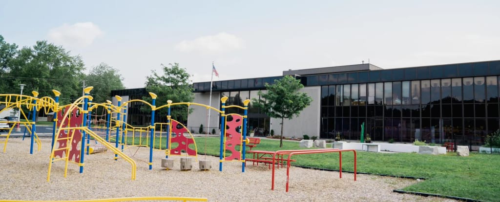 Pace Academy school building and playground in Southfield