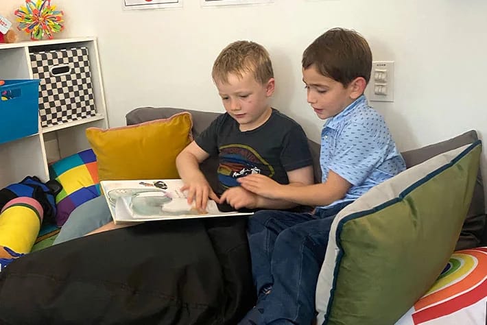 The Diener School in Bethesda: students reading together at The Diener School.