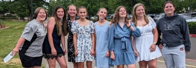 Chehalem Valley Middle School eighth-graders celebrating promotion to high school.