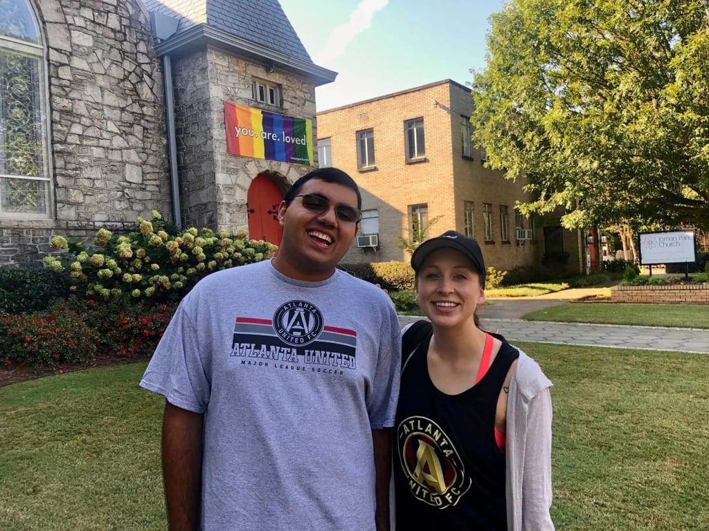 Students and staff outside a local destination at Connections School of Atlanta