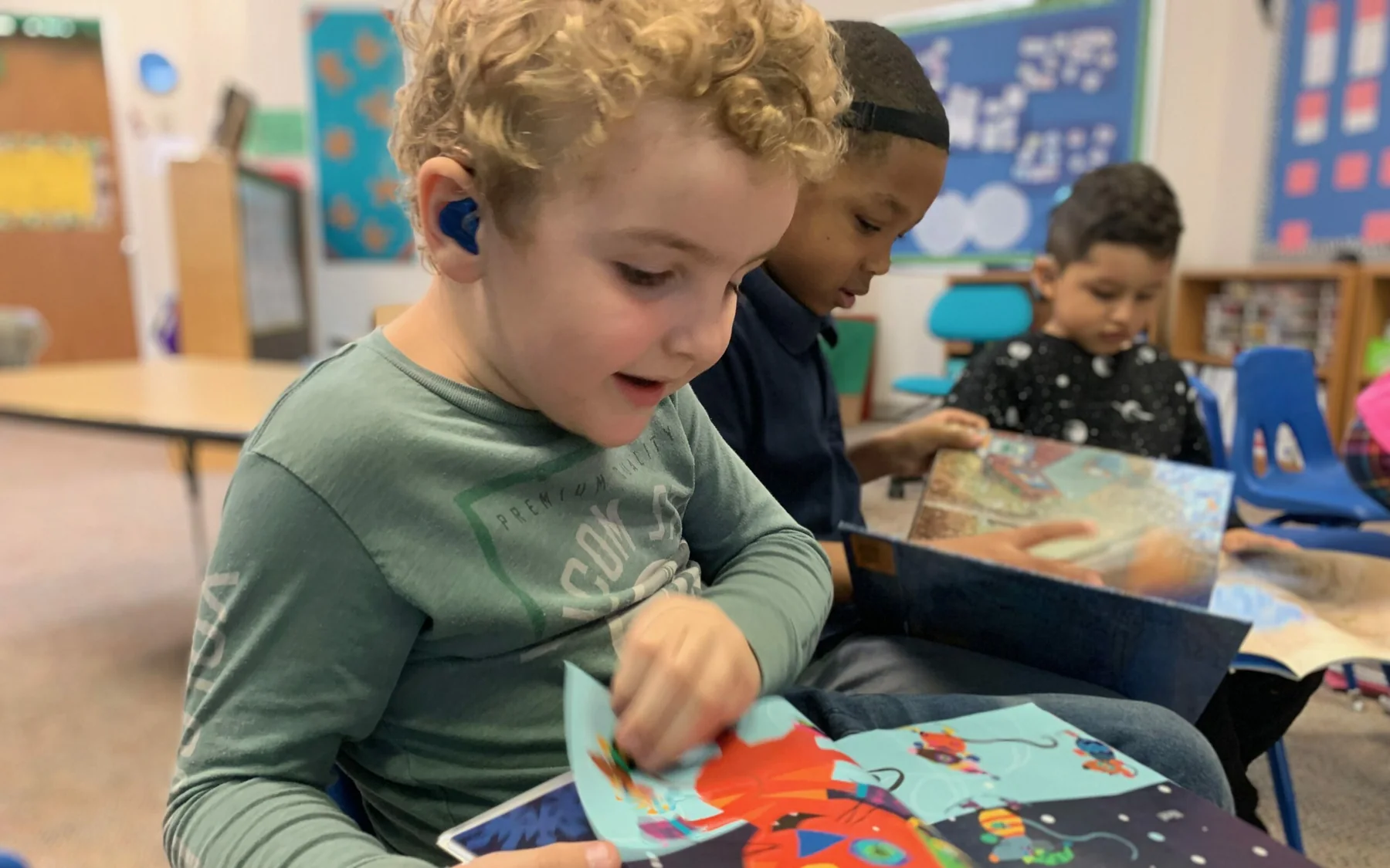 A child participates in a reading activity at Clarke Schools Jacksonville.