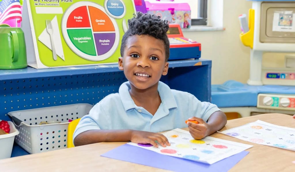 Mullings Academy of Hollywood in Hollywood: student completing artwork at a classroom table.