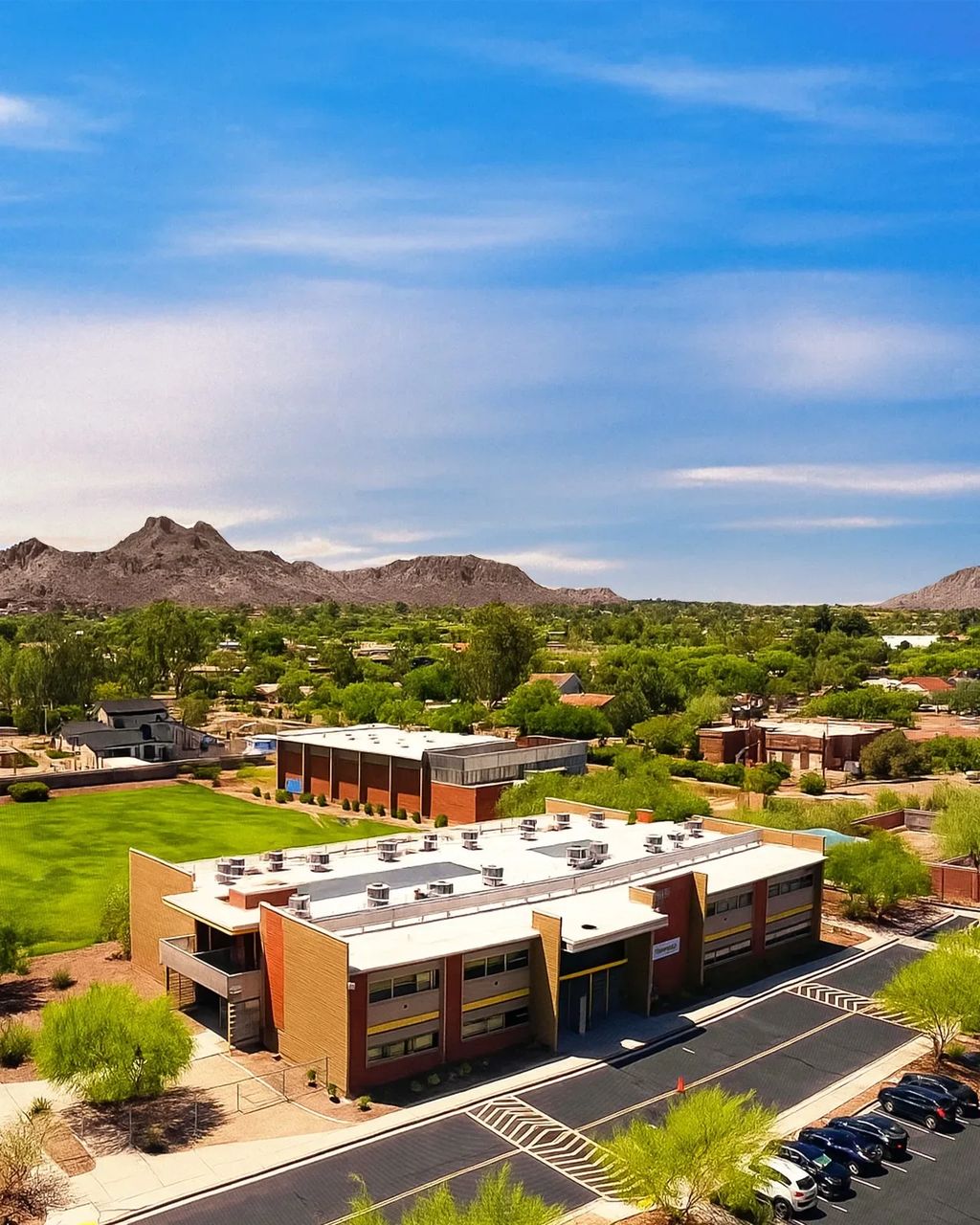 An aerial view of the Gateway Academy campus in Phoenix