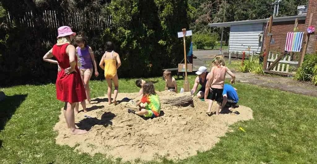 Bridgeway School students playing outside