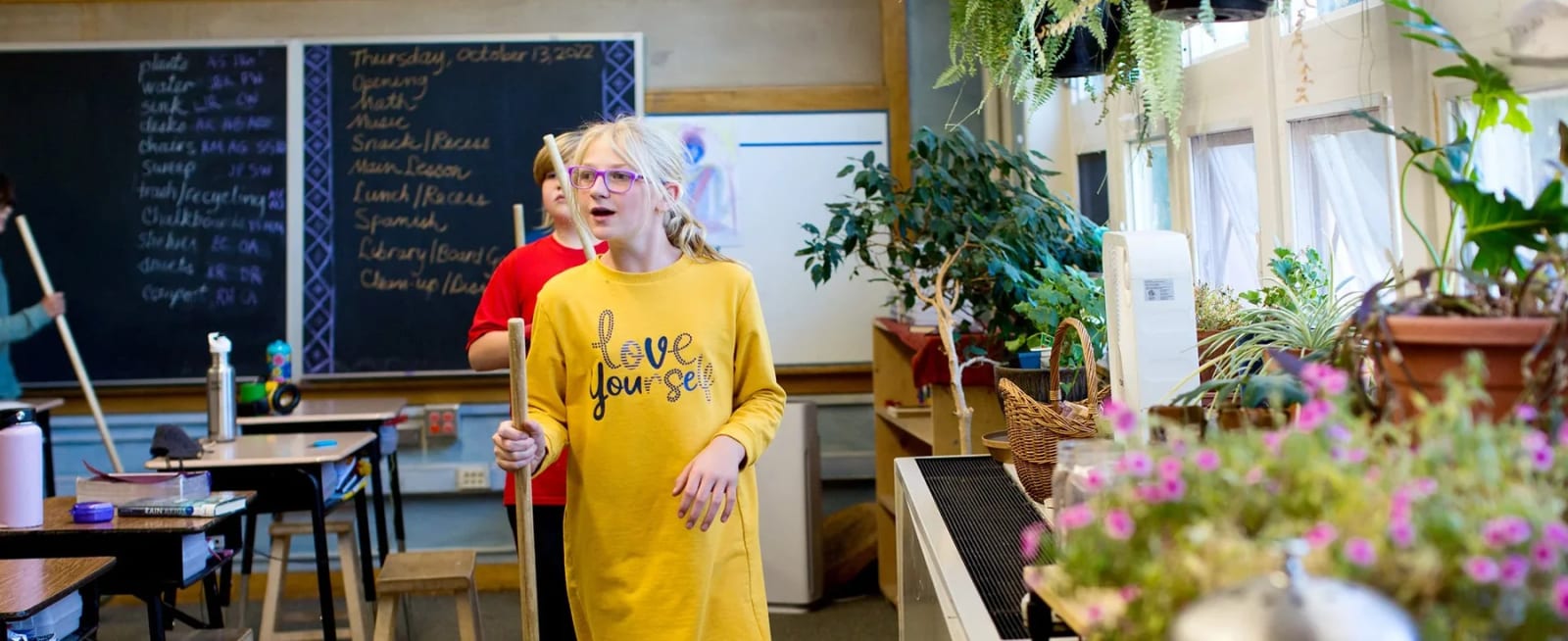 Mountain Song Community School student presenting work in a Colorado Springs classroom.