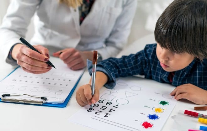 Child during psychological testing