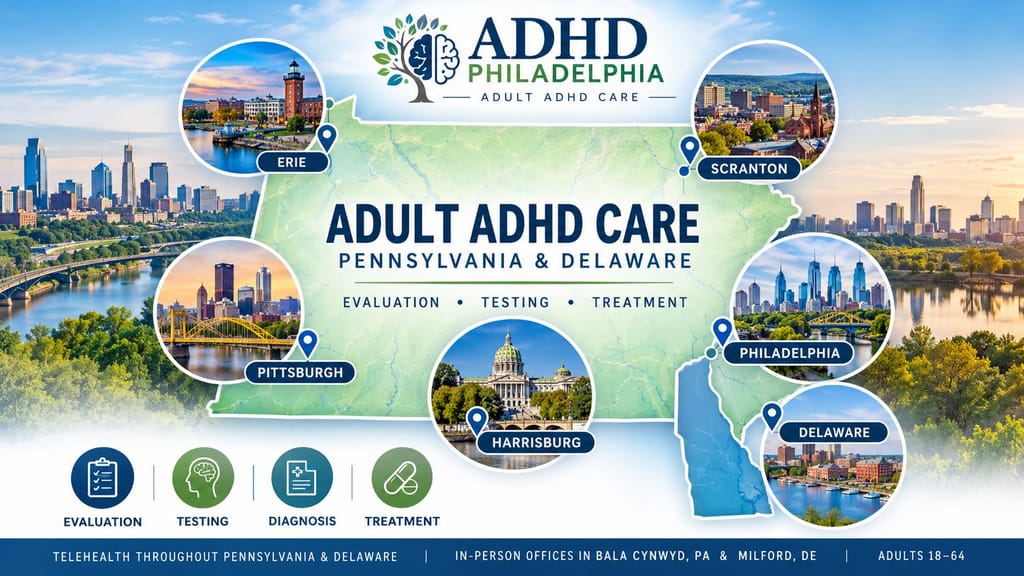 Pennsylvania adult ADHD care map