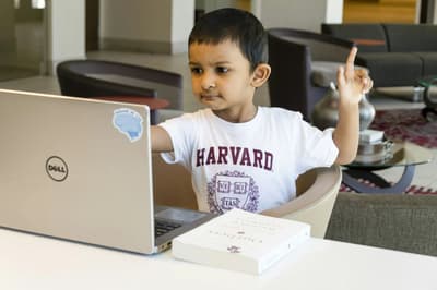 Child working on a laptop