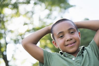 Young boy outdoors