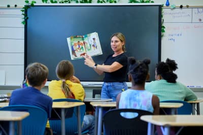A teacher leading a classroom lesson at Sonia Shankman Orthogenic School