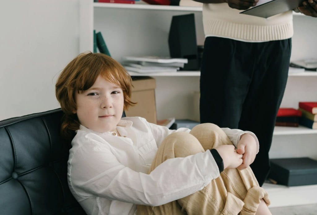 Child seated during an individualized support session