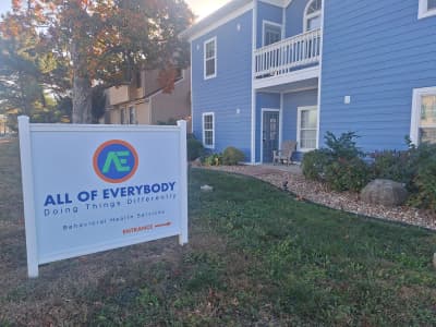 Exterior of All of Everybody's Blue House clinic at 9303 W 75th Street in Overland Park