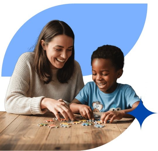 Therapist and child doing a hands-on activity