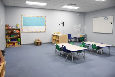 Activity tables and learning materials at Caravel Autism Health in Warrenville