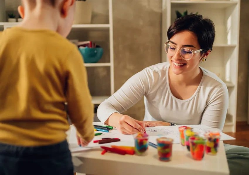 Child building daily living skills through in-home ABA therapy