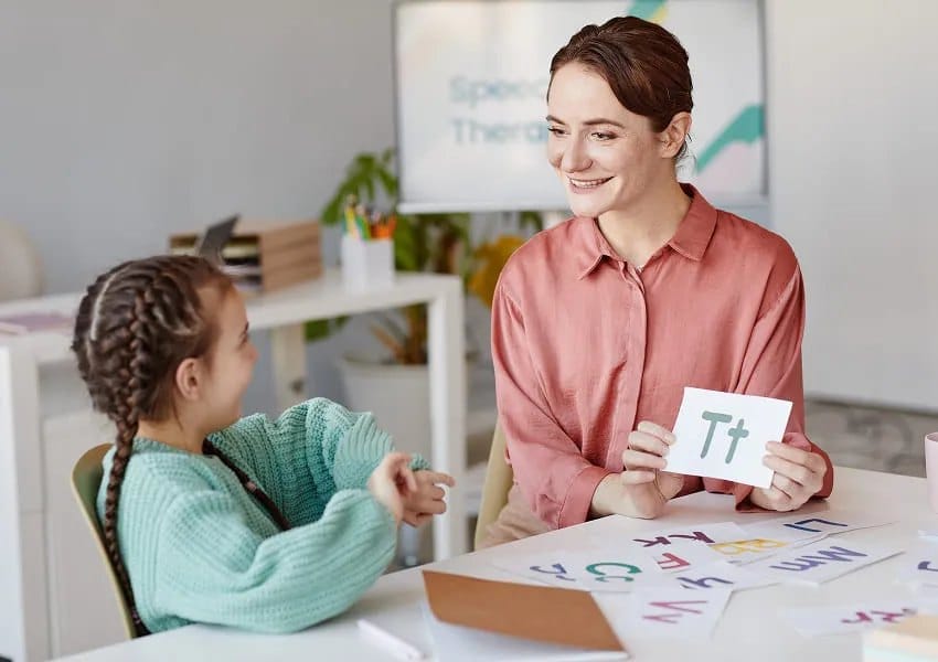 Child receiving school support through ABA therapy